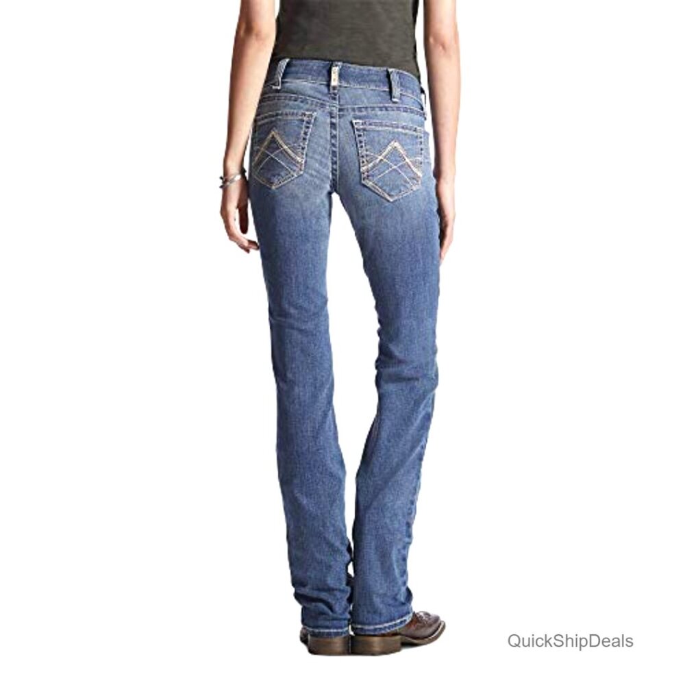 Mid Rise Stretch Straight Leg Jeans, Performance Denim, Stackable Fit - Picture 2 of 2
